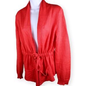 Elie Tahari Coral Pink Cardigan Sweater Top size M